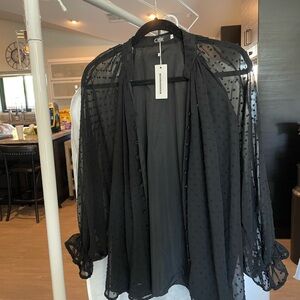 CBR Black Sheer Polka Dot Blouse